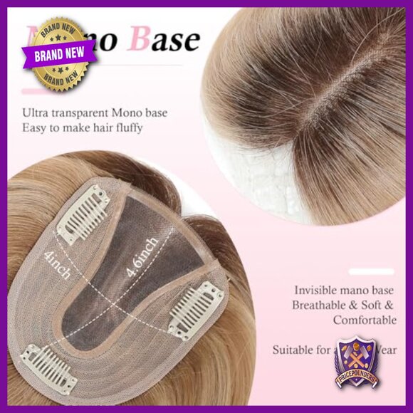 12 Inch Human Hair Topper for Thinning Hair with Mono Base